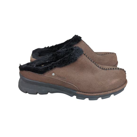 Columbia Cortina Suede Brown Slip-on Clogs Winter‎ BL2191-248 Women's Size 9 - Picture 1 of 8